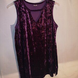 DC Jeans Ladies Size XL Purple Sleeveless Crushed Velvet Loose Fit Top